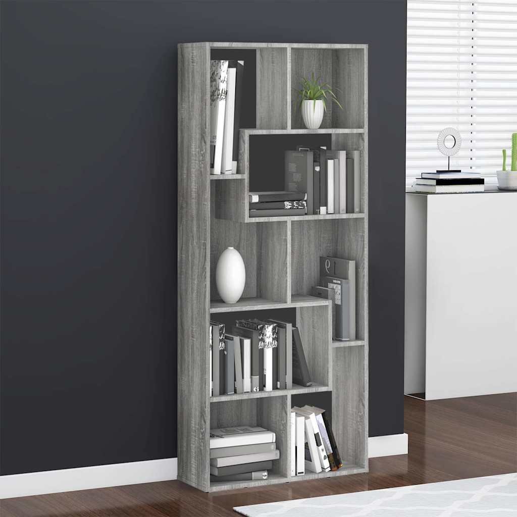 vidaXL Kirjahylly harmaa Sonoma 67x24x161 cm tekninen puu