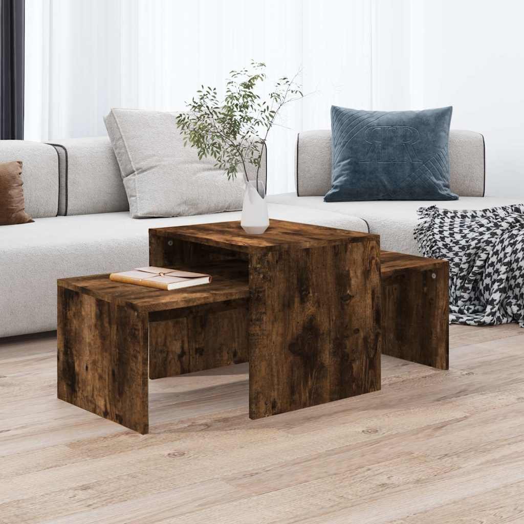 vidaXL Sohvapöytäsarja savutammi 100x48x40 cm tekninen puu