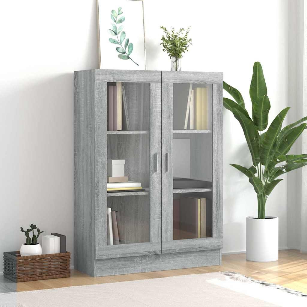 vidaXL Vitriinikaappi harmaa Sonoma 82,5x30,5x115 cm tekninen puu