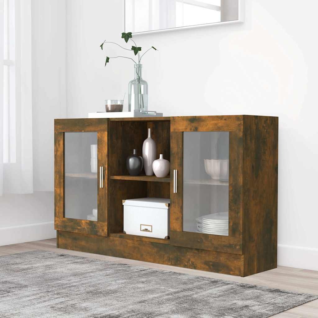 vidaXL Vitriinikaappi savutammi 120x30,5x70 cm tekninen puu