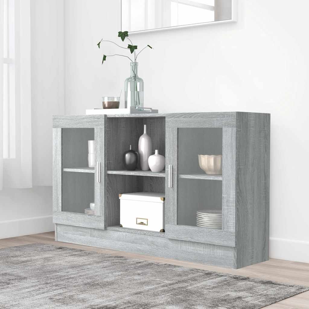vidaXL Vitriinikaappi harmaa Sonoma 120x30,5x70 cm tekninen puu