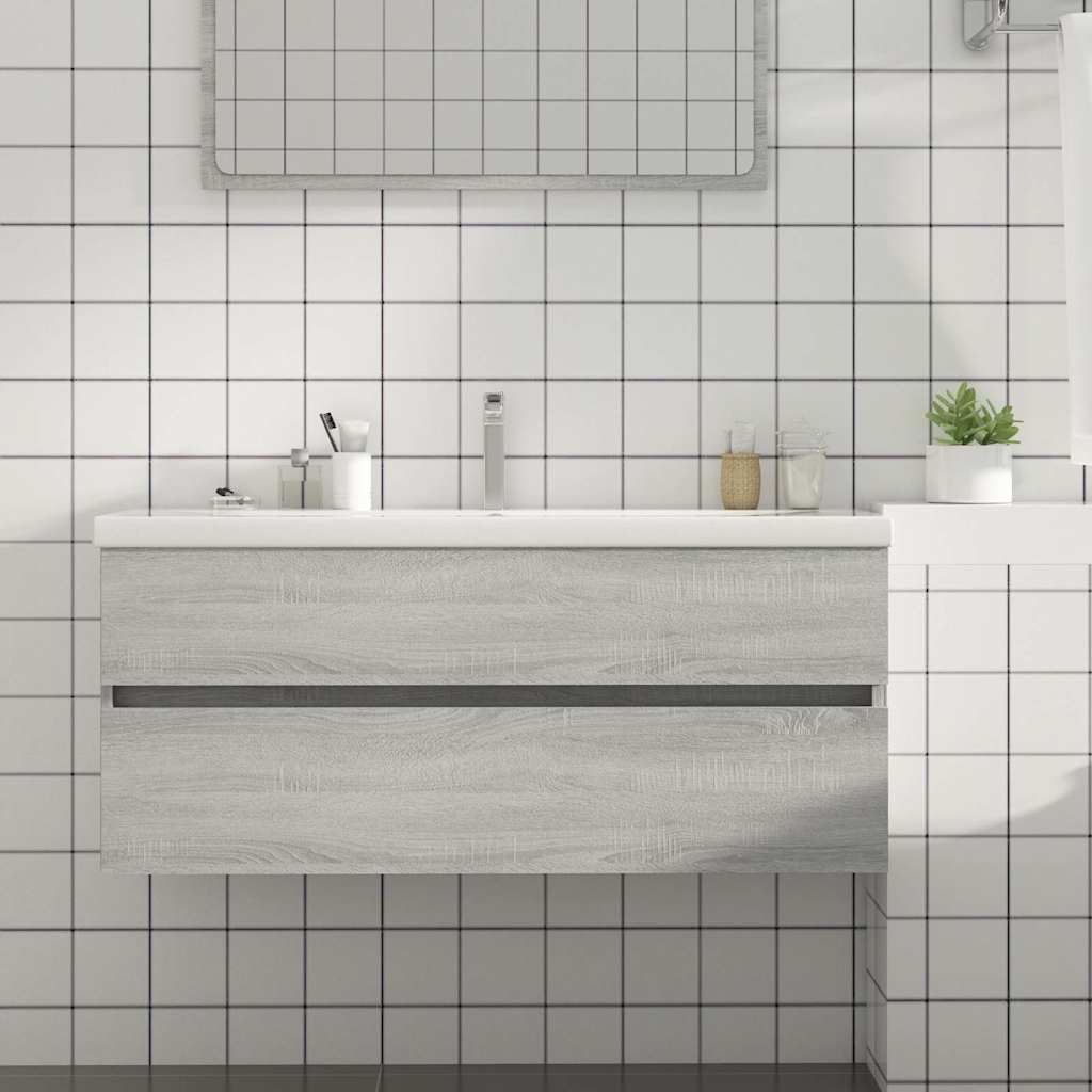 vidaXL Allaskaappi harmaa Sonoma 100x38,5x45 cm tekninen puu