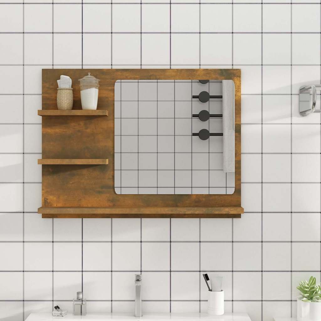 vidaXL Kylpyhuoneen peili savutammi 60x10,5x45 cm tekninen puu