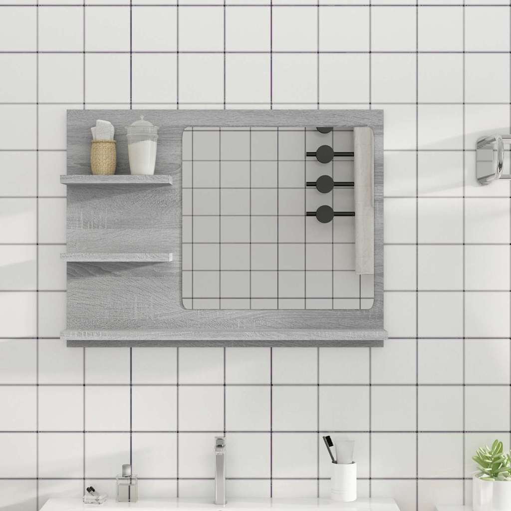 vidaXL Kylpyhuoneen peili harmaa Sonoma 60x10,5x45 cm tekninen puu