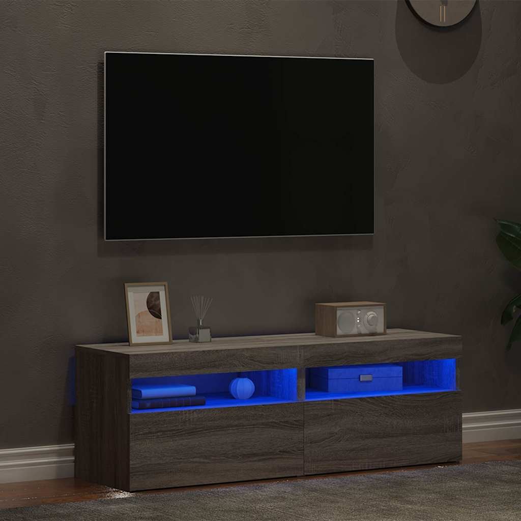 vidaXL TV-tasot 2 kpl LED-valoilla harmaa Sonoma 60x35x40 cm