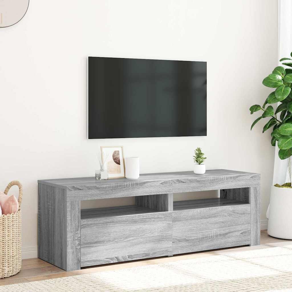 vidaXL TV-taso LED-valoilla harmaa Sonoma 120x35x40 cm