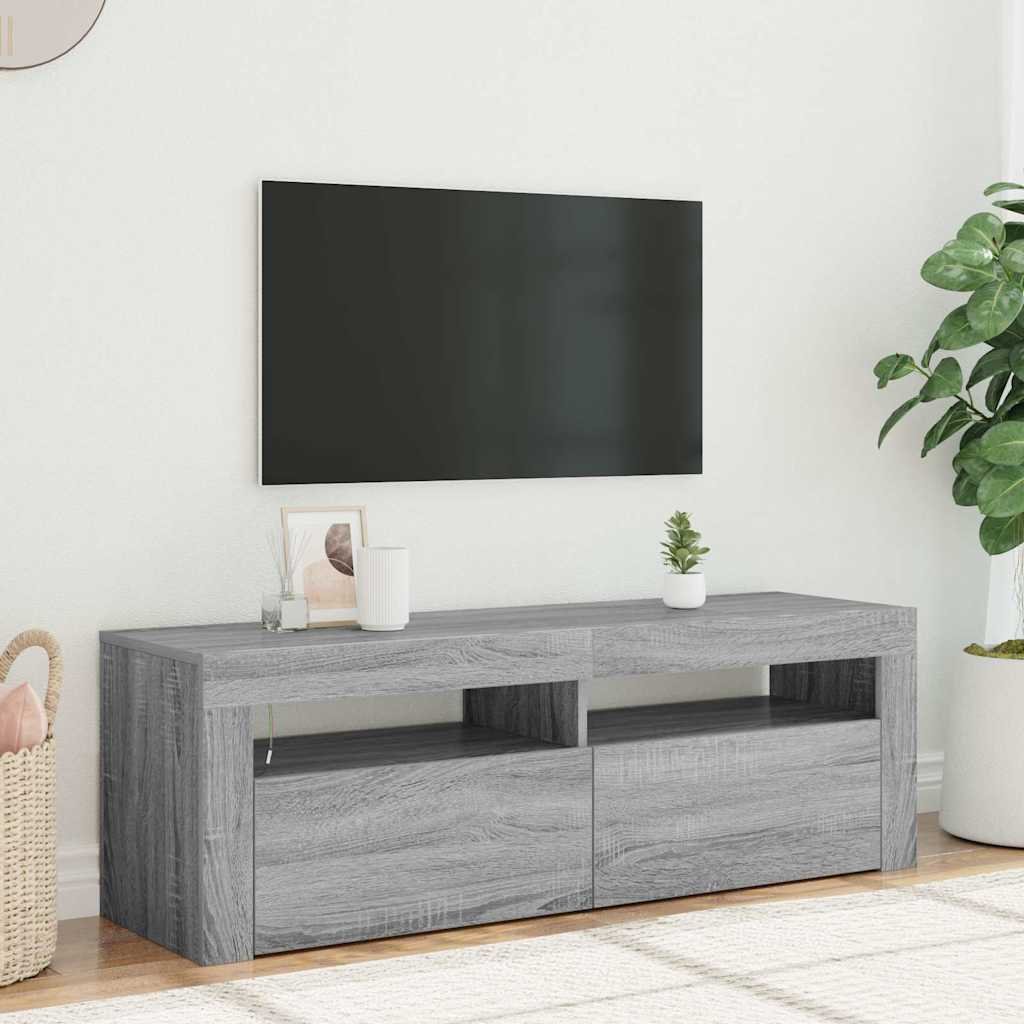 vidaXL TV-taso LED-valoilla harmaa Sonoma 120x35x40 cm