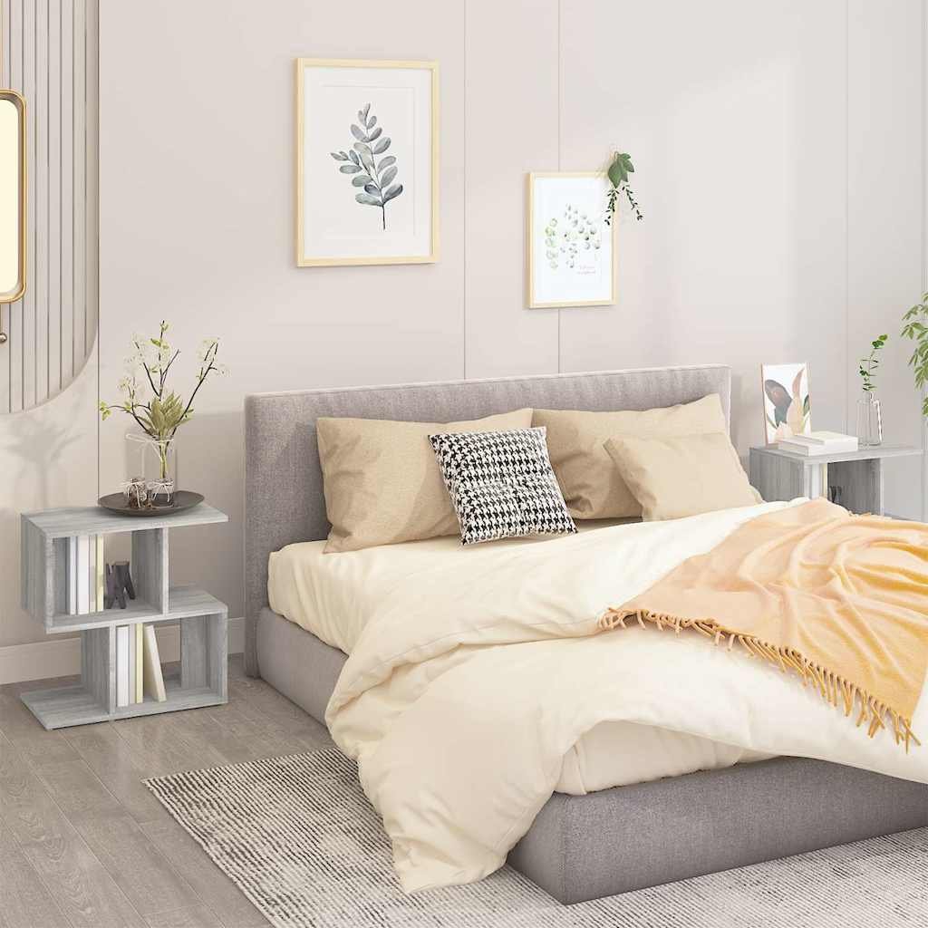 vidaXL Yöpöydät 2 kpl harmaa Sonoma 50x30x51,5 cm tekninen puu