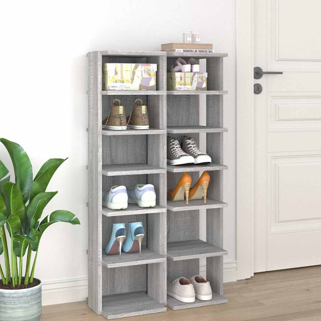 vidaXL Kenkätelineet 2 kpl harmaa Sonoma 27,5x27x102 cm tekninen puu
