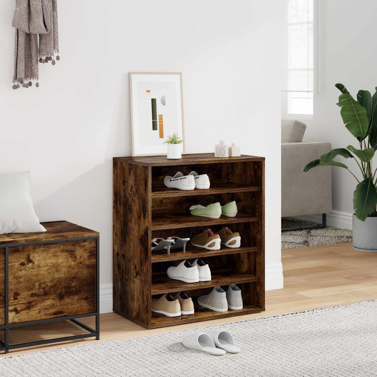 vidaXL Kenkäteline savutammi 60x35x70 cm tekninen puu