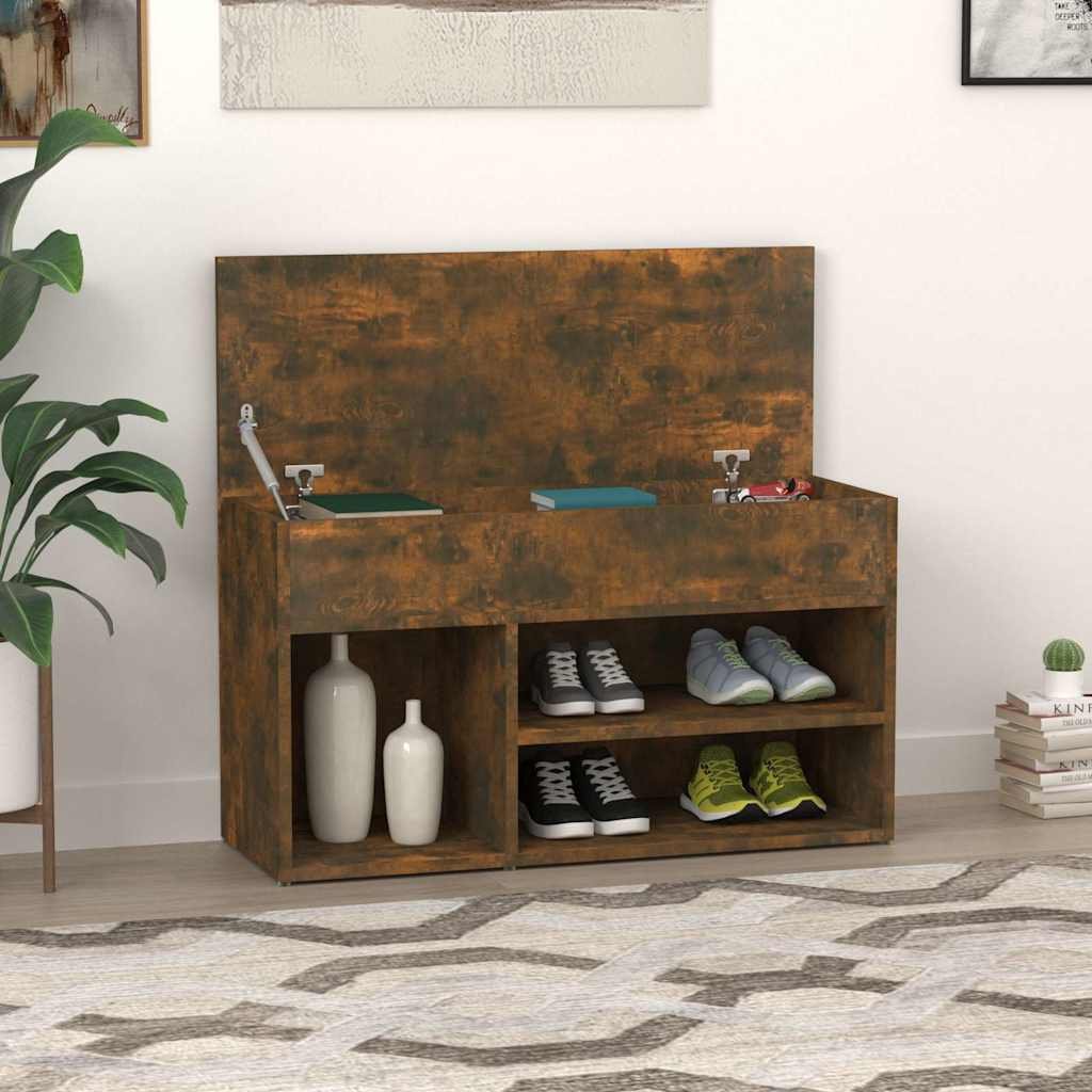 vidaXL Kenkäpenkki savutammi 80x30x45 cm tekninen puu