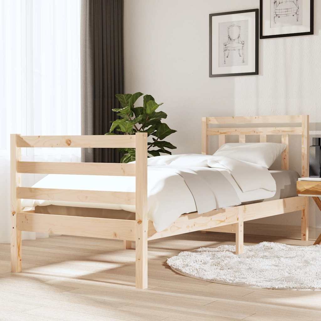 vidaXL Sängynrunko 75x190 cm Small Single täysi puu