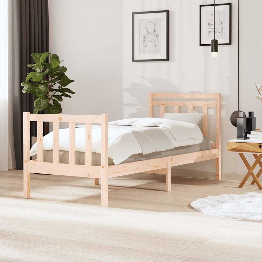 vidaXL Sängynrunko 75x190 cm Small Single täysi puu