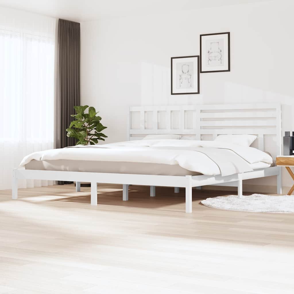 vidaXL Sängynrunko valkoinen täysi mänty 200 x 200 cm