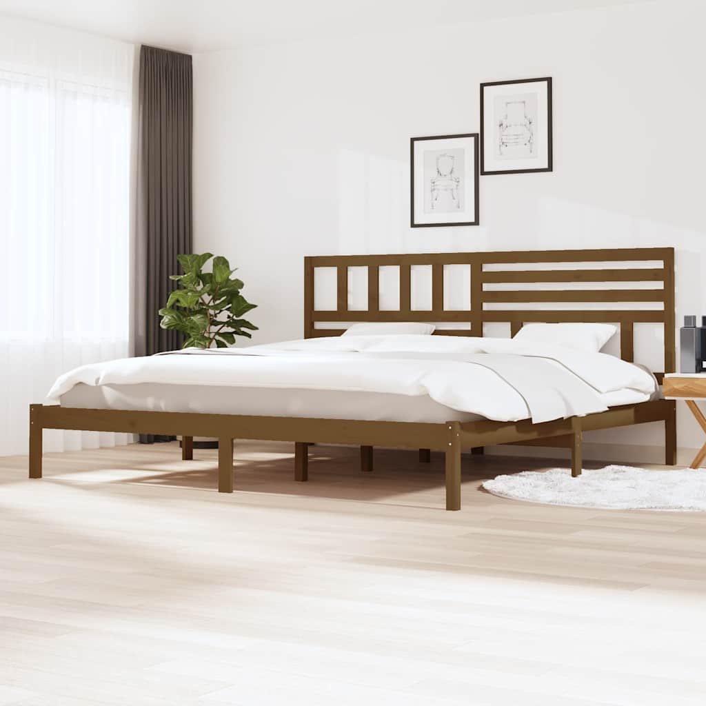 vidaXL Sängynrunko hunajanruskea täysi mänty 200x200 cm