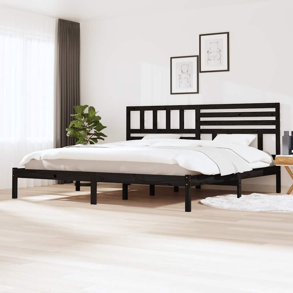 vidaXL Sängynrunko musta täysi mänty 200 x 200 cm