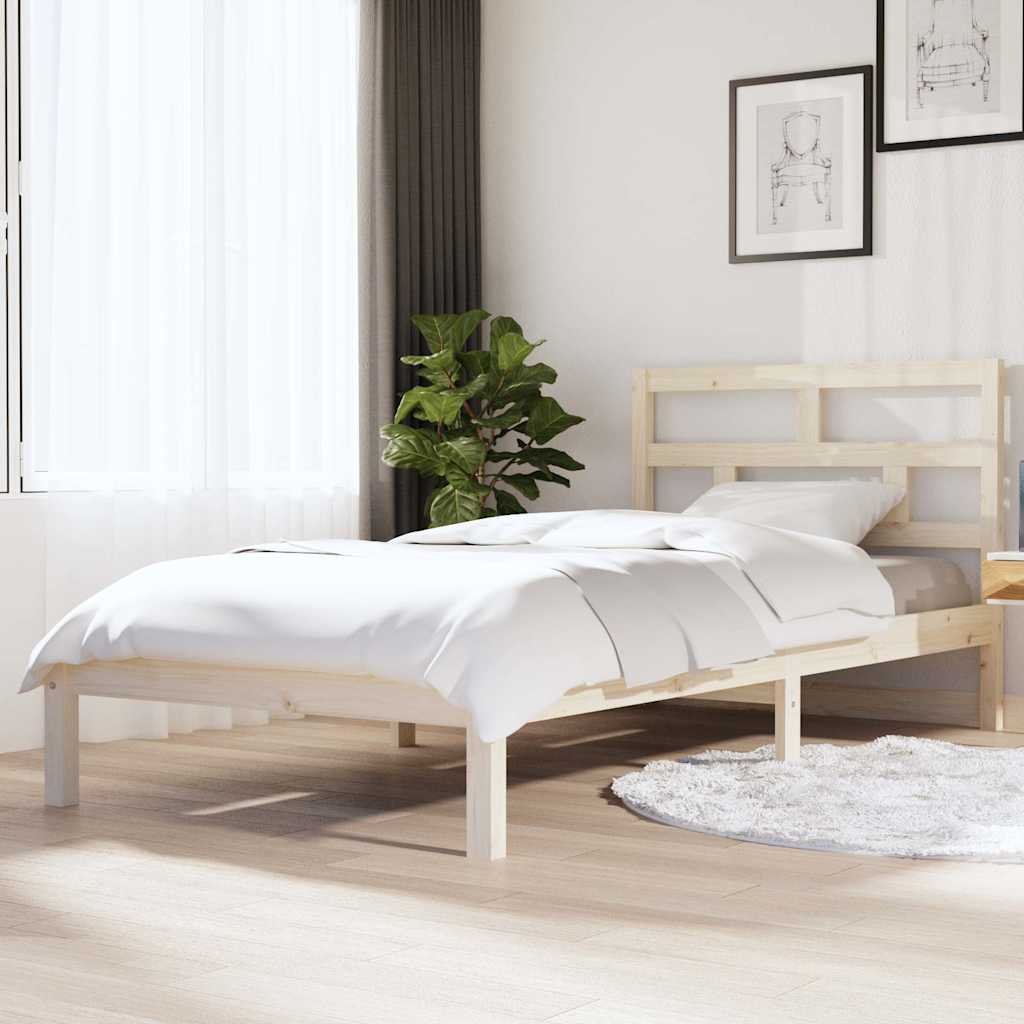 vidaXL Sängynrunko täysi mänty 90x200 cm
