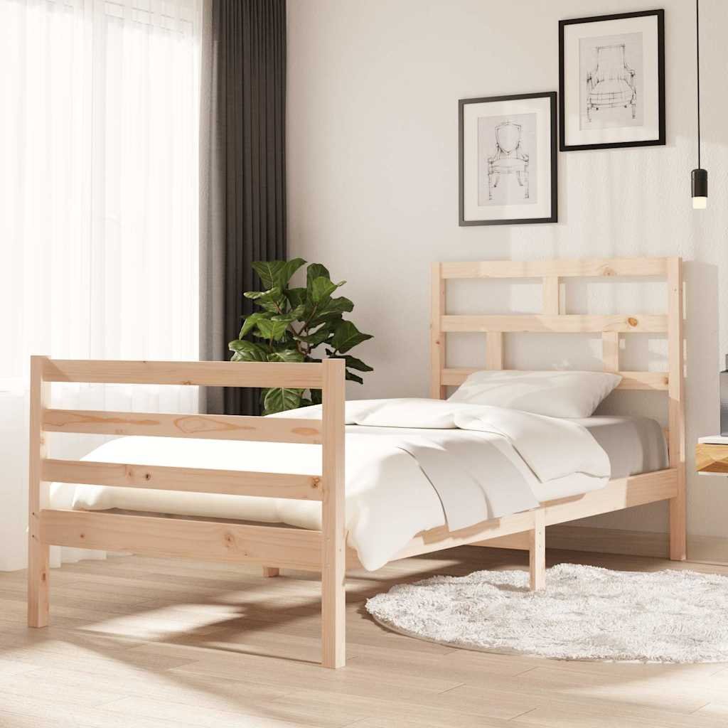 vidaXL Sängynrunko täysi mänty 90x200 cm