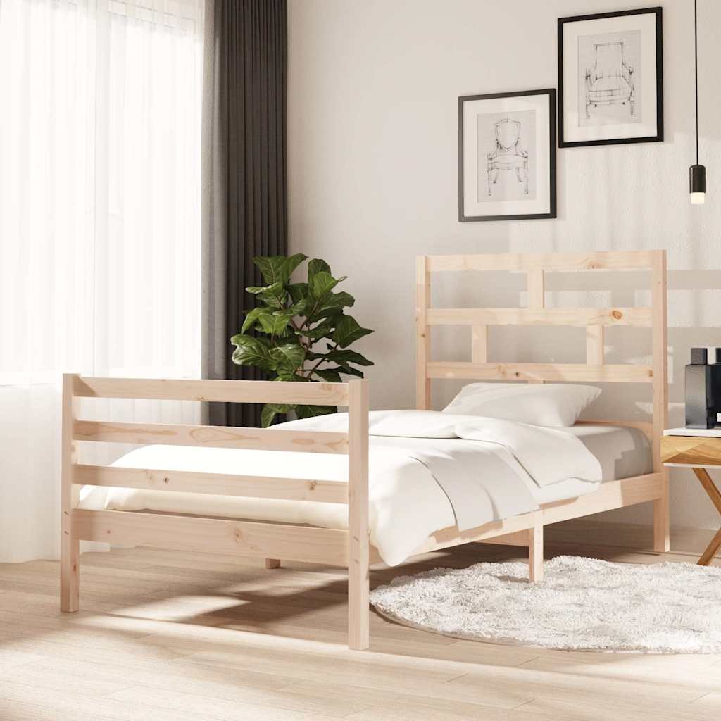 vidaXL Sängynrunko täysi mänty 100x200 cm