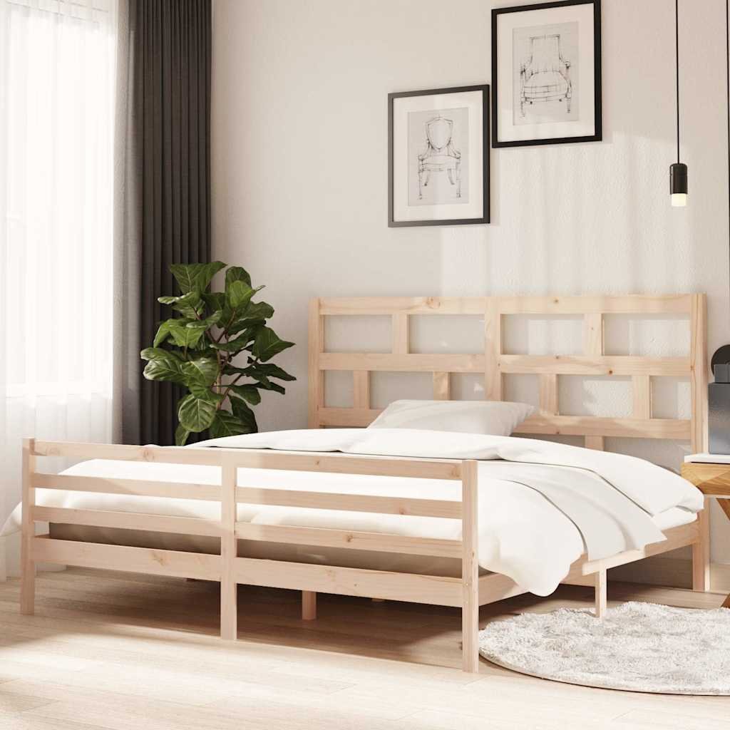 vidaXL Sängynrunko täysi mänty 200x200 cm