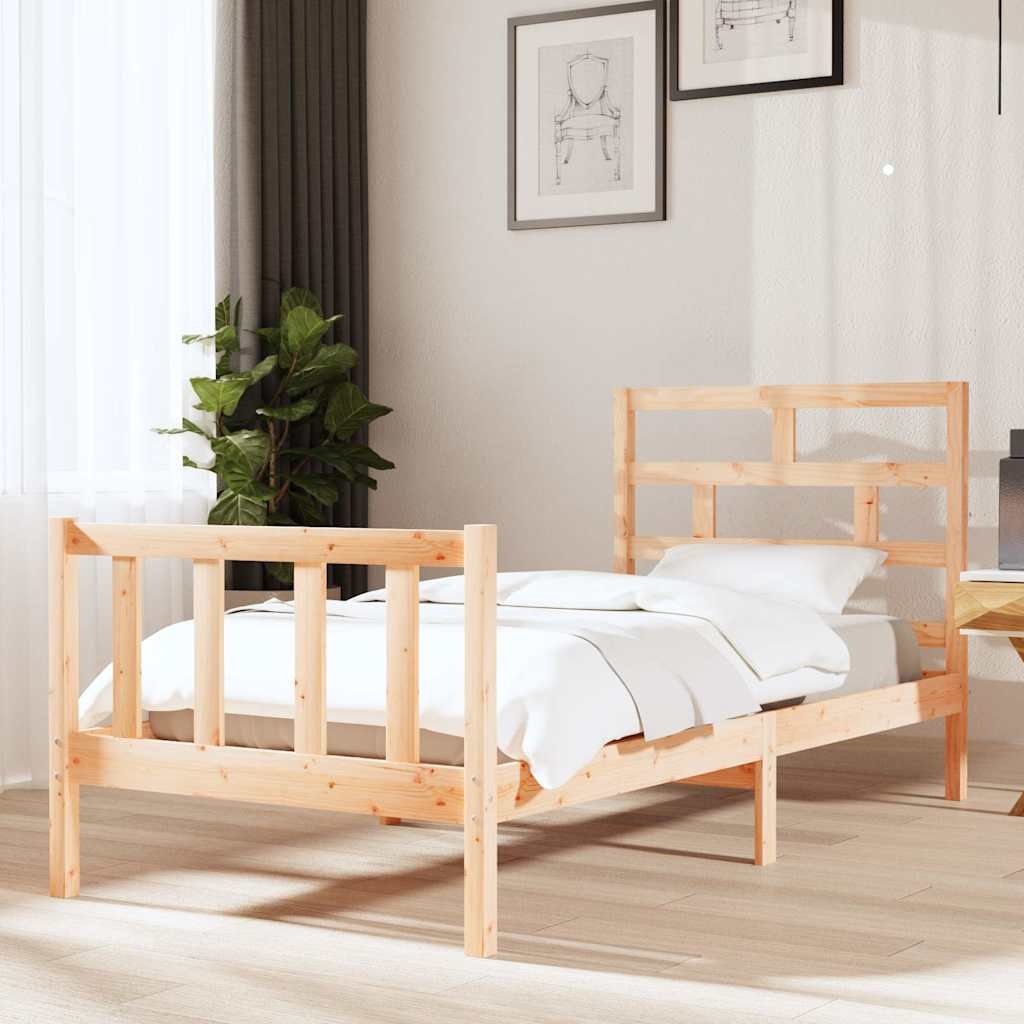 vidaXL Sängynrunko täysi mänty 90x190 cm Single