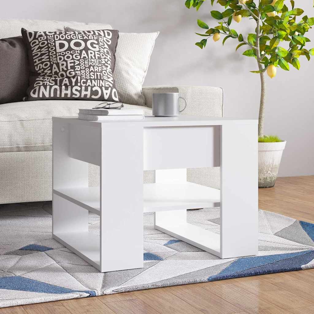 vidaXL Sohvapöytä valkoinen 55,5x55x45 cm tekninen puu
