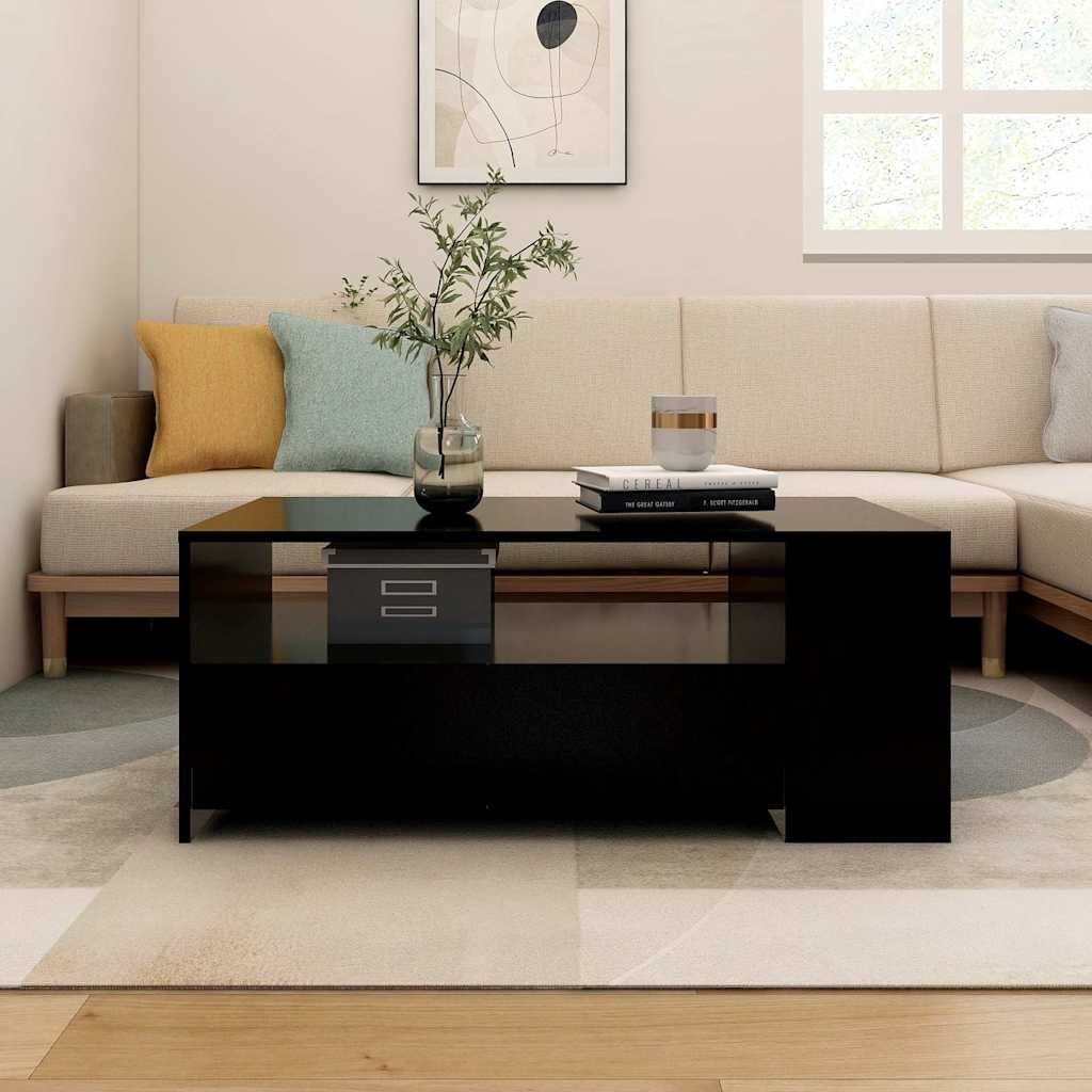 vidaXL Sohvapöytä musta 102x55x42 cm tekninen puu