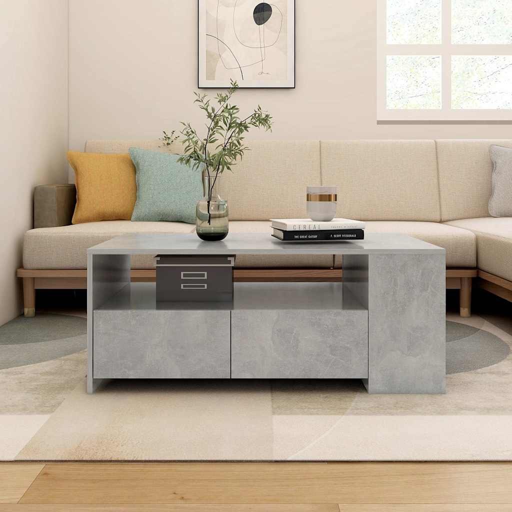 vidaXL Sohvapöytä betoninharmaa 102x55x42 cm tekninen puu