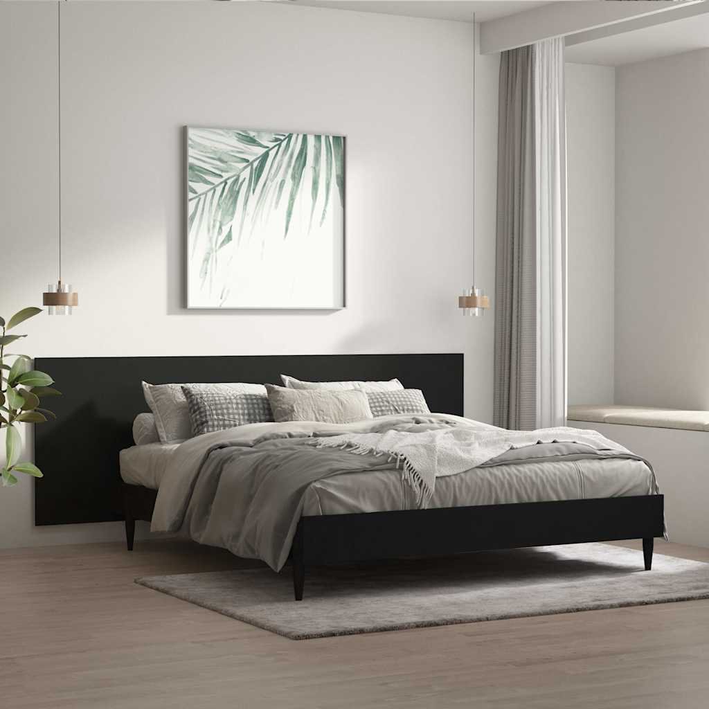 vidaXL Seinäkiinnitettävä sängynpääty musta 240x1,5x80 cm tekninen puu