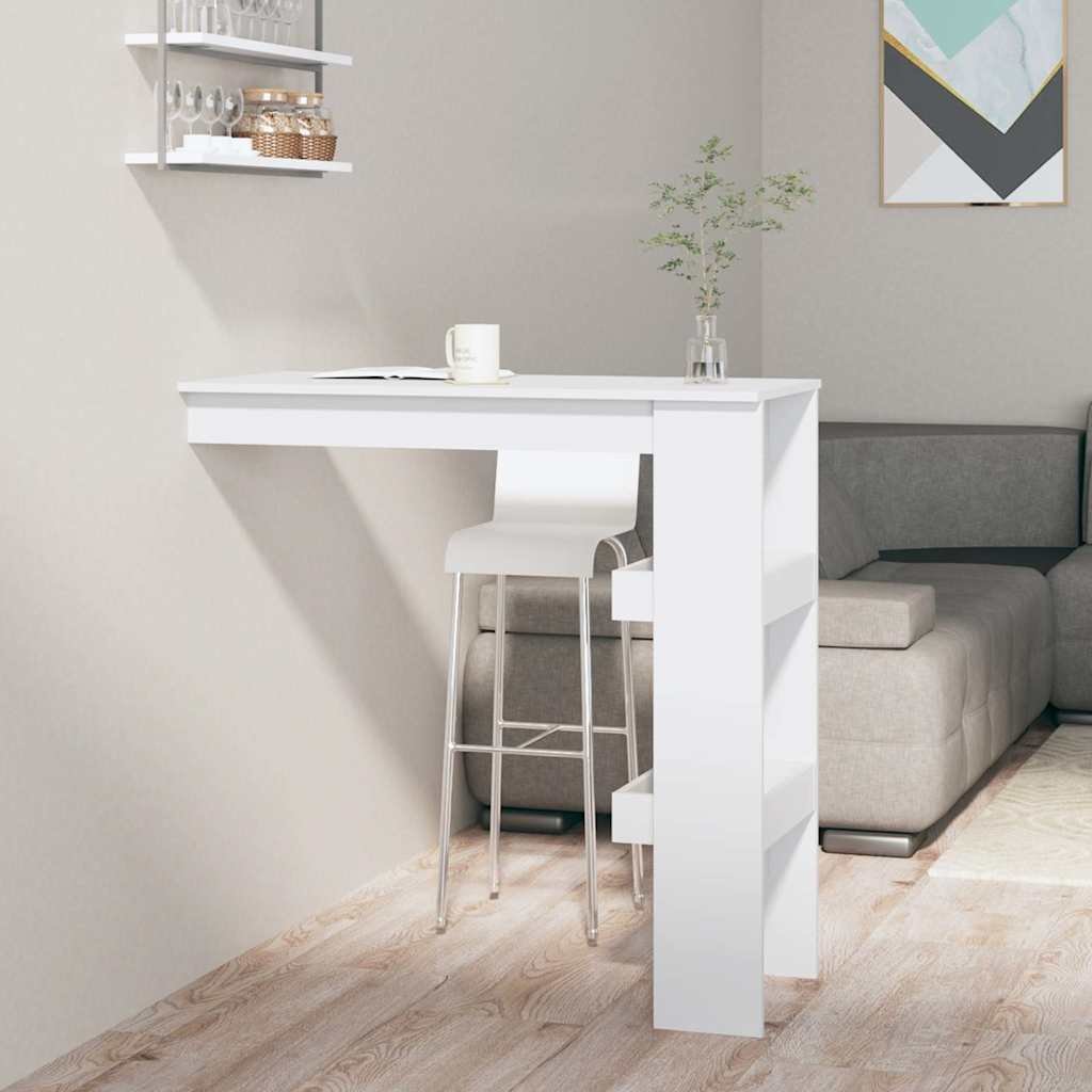 vidaXL Seinäkiinnitettävä baaripöytä valk. 102x45x103,5cm tekninen puu