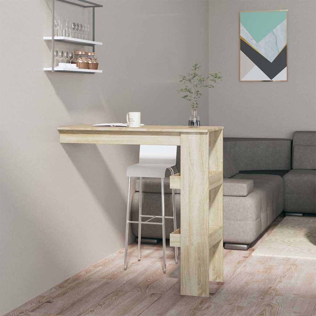 vidaXL Seinäkiinnitettävä baaripöytä tammi 102x45x103,5cm tekninen puu