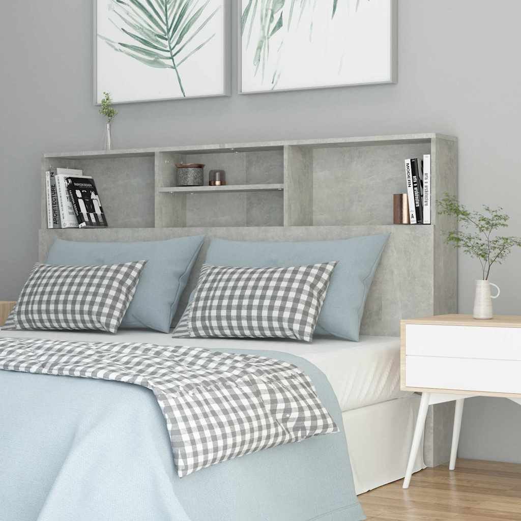vidaXL Sängynpääty säilytystilalla betoninharmaa 160x19x103,5 cm
