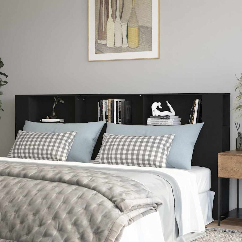 vidaXL Sängynpääty säilytystilalla musta 220x18,5x104,5 cm