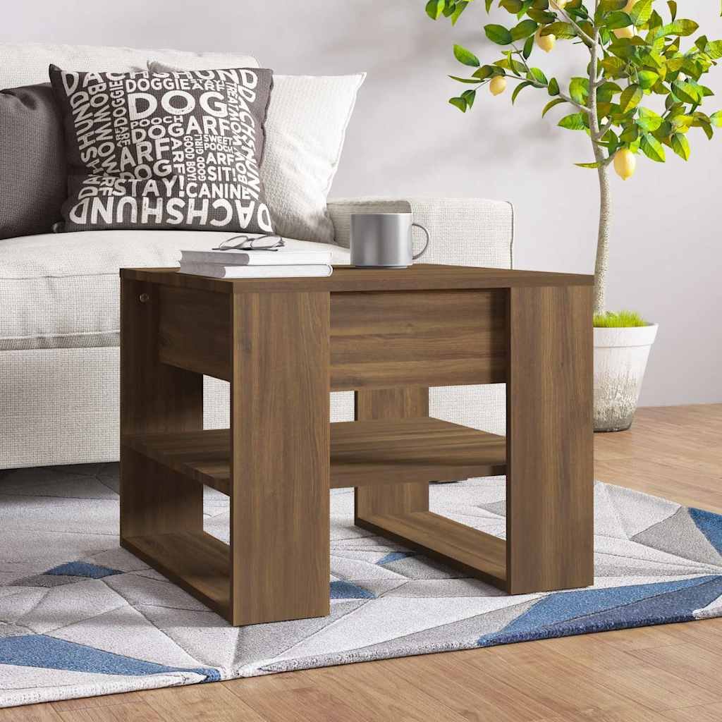 vidaXL Sohvapöytä ruskea tammi 55,5x55x45 cm tekninen puu