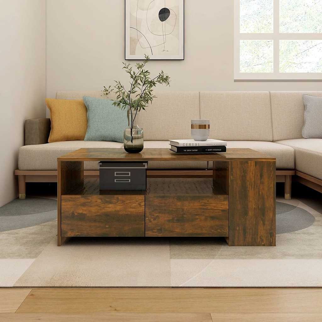 vidaXL Sohvapöytä savutammi 102x55x42 cm tekninen puu