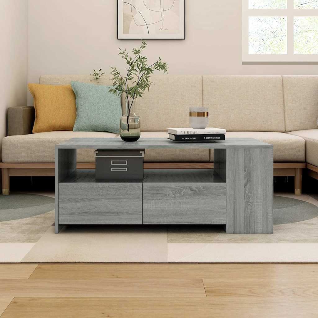 vidaXL Sohvapöytä harmaa Sonoma 102x55x42 cm tekninen puu