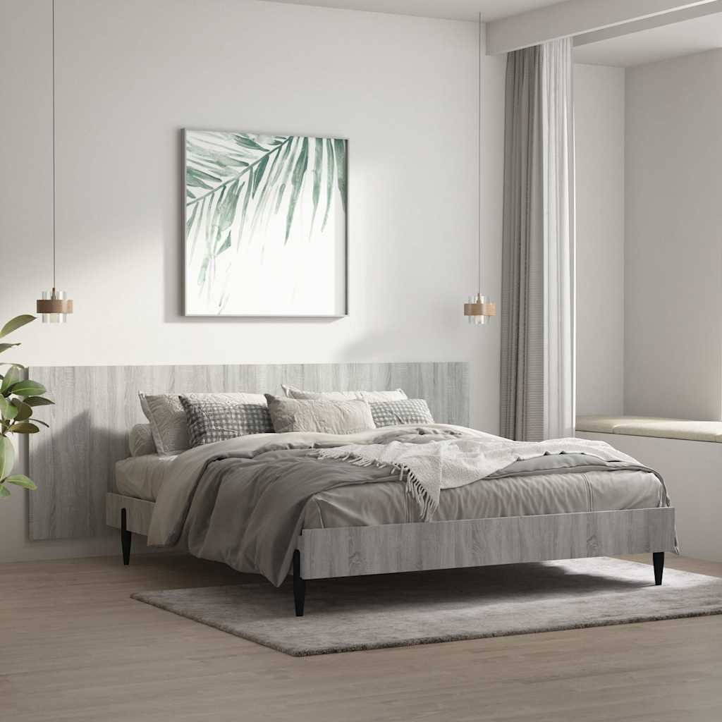 vidaXL Sängynpääty seinälle harmaa Sonoma 240x1,5x80 cm tekninen puu
