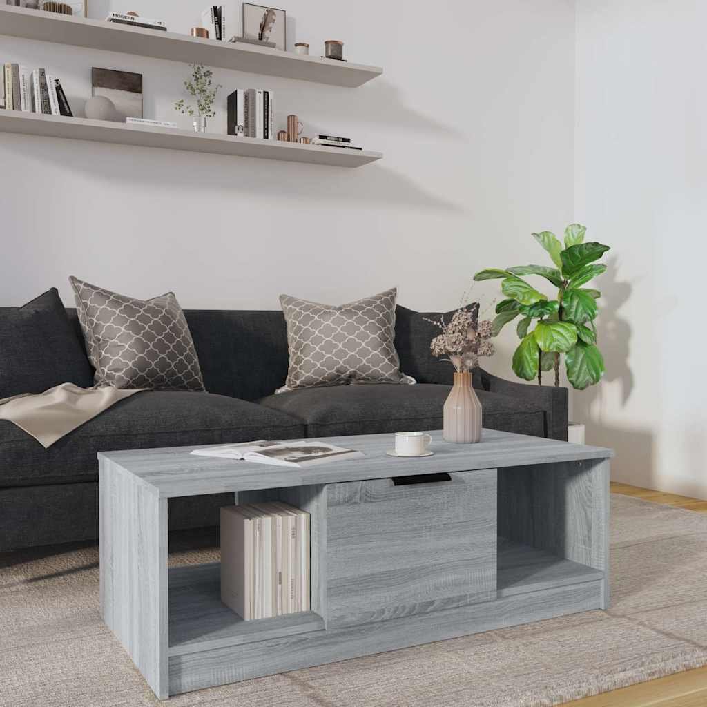 vidaXL Sohvapöytä harmaa Sonoma 102x50x36 cm tekninen puu