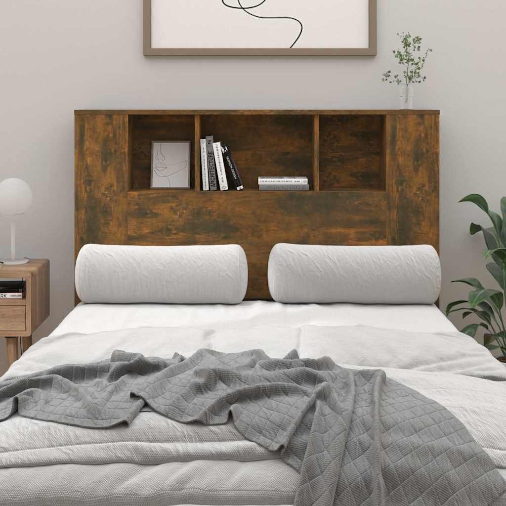 vidaXL Sängynpääty säilytystilalla savutammi 120x18,5x102,5 cm