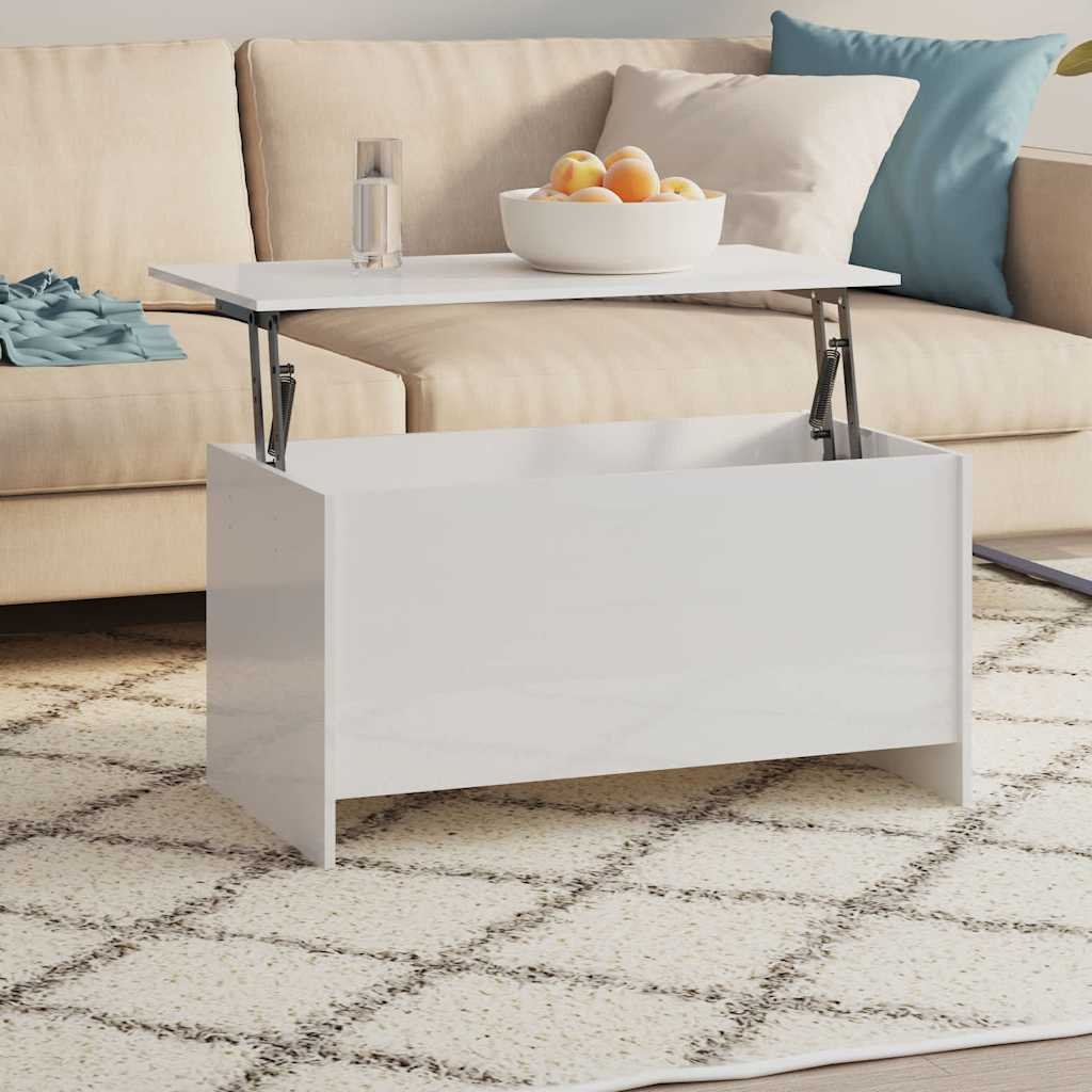 vidaXL Sohvapöytä korkeakiilto valkoinen 102x55,5x52,5 cm tekninen puu