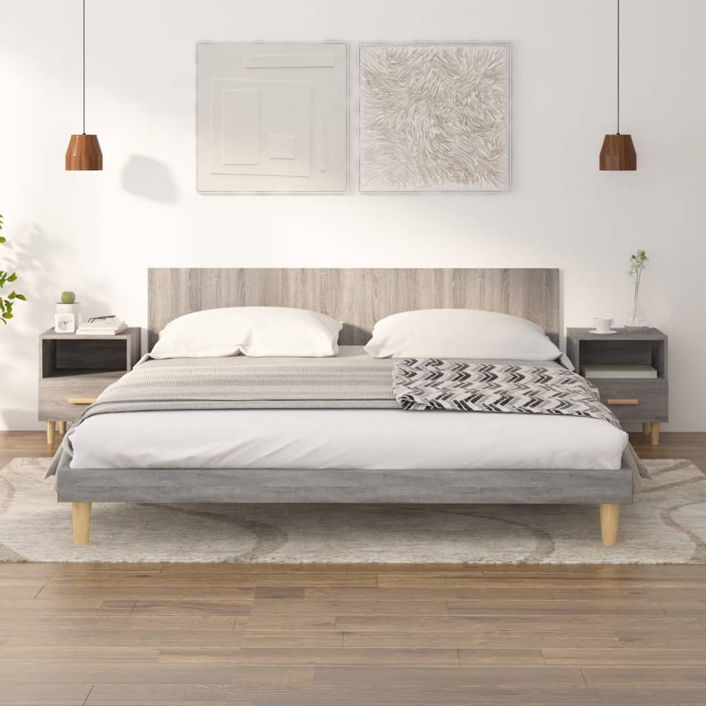 vidaXL Yöpöydät 2 kpl harmaa Sonoma 40x35x47 cm