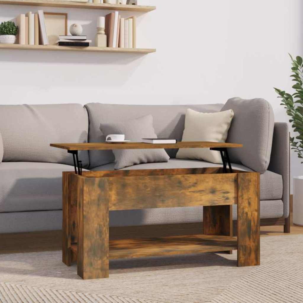vidaXL Sohvapöytä savutammi 101x49x52 cm tekninen puu