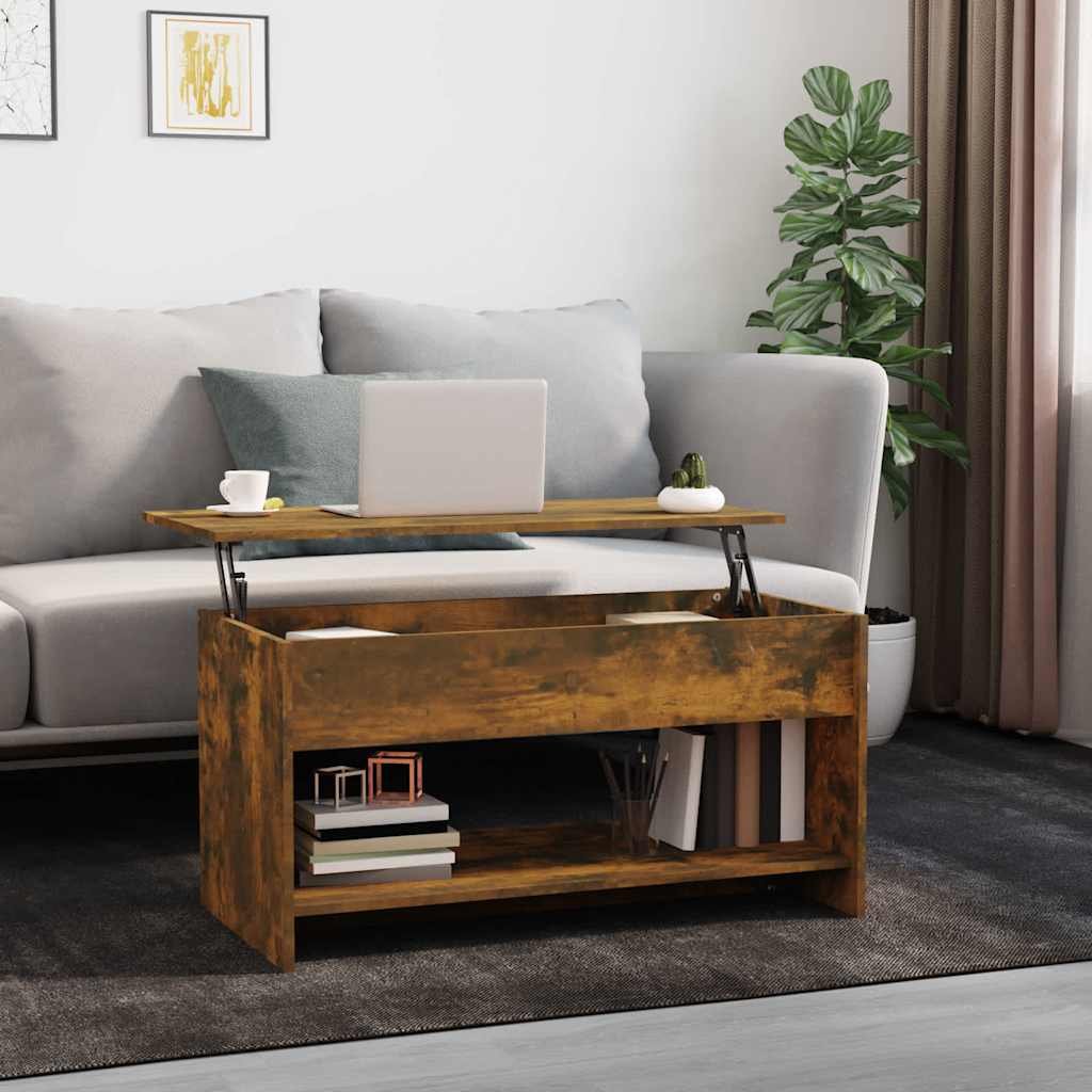 vidaXL Sohvapöytä savutammi 102x50x52,5 cm tekninen puu