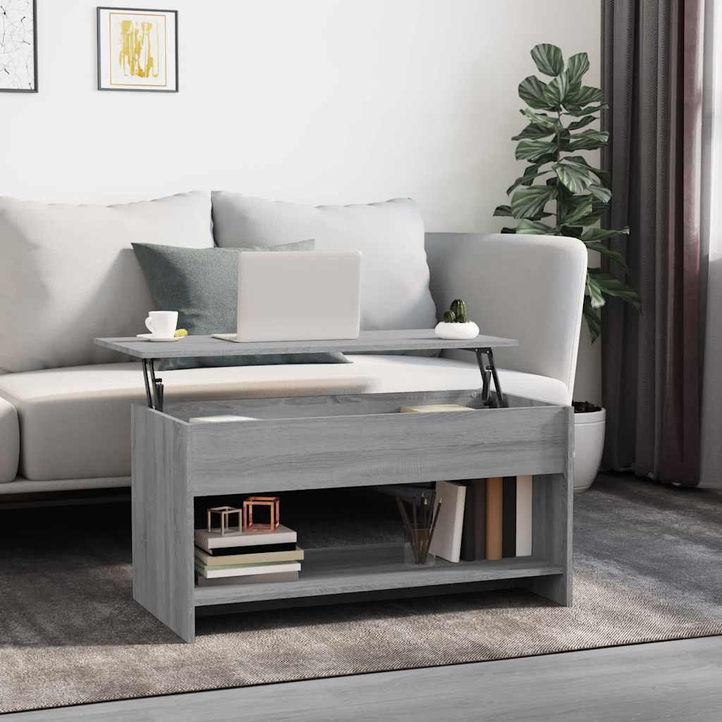 vidaXL Sohvapöytä harmaa Sonoma 102x50x52,5 cm tekninen puu