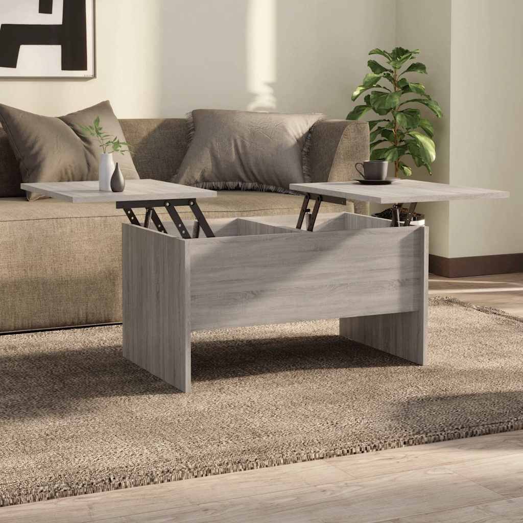 vidaXL Sohvapöytä harmaa Sonoma 80x50x42,5 cm tekninen puu