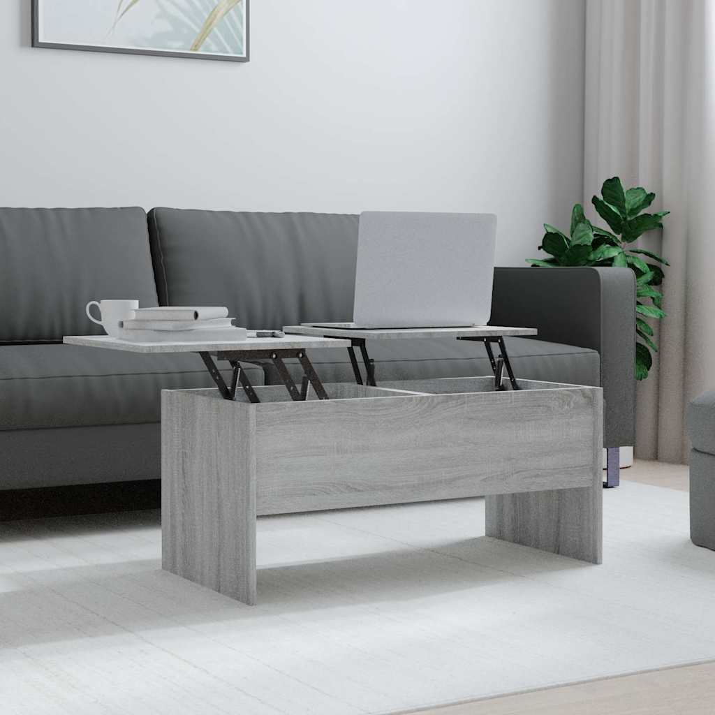 vidaXL Sohvapöytä harmaa Sonoma 102x50,5x46,5 cm tekninen puu