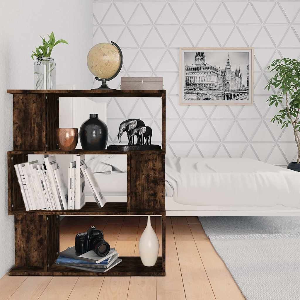 vidaXL Kirjahylly/tilanjakaja savutammi 80x24x96 cm tekninen puu