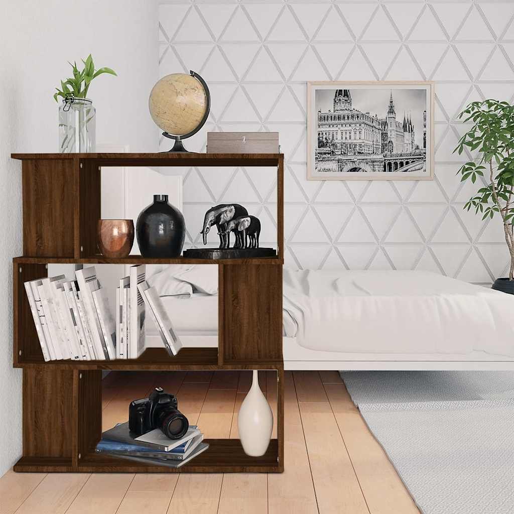 vidaXL Kirjahylly/tilanjakaja ruskea tammi 80x24x96 cm tekninen puu