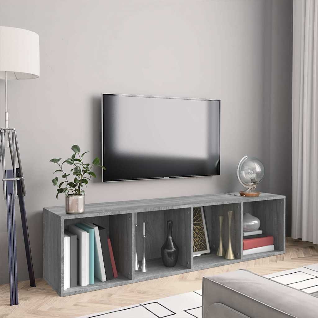 vidaXL Kirjahylly / TV-taso harmaa Sonoma 143x30x36 cm tekninen puu