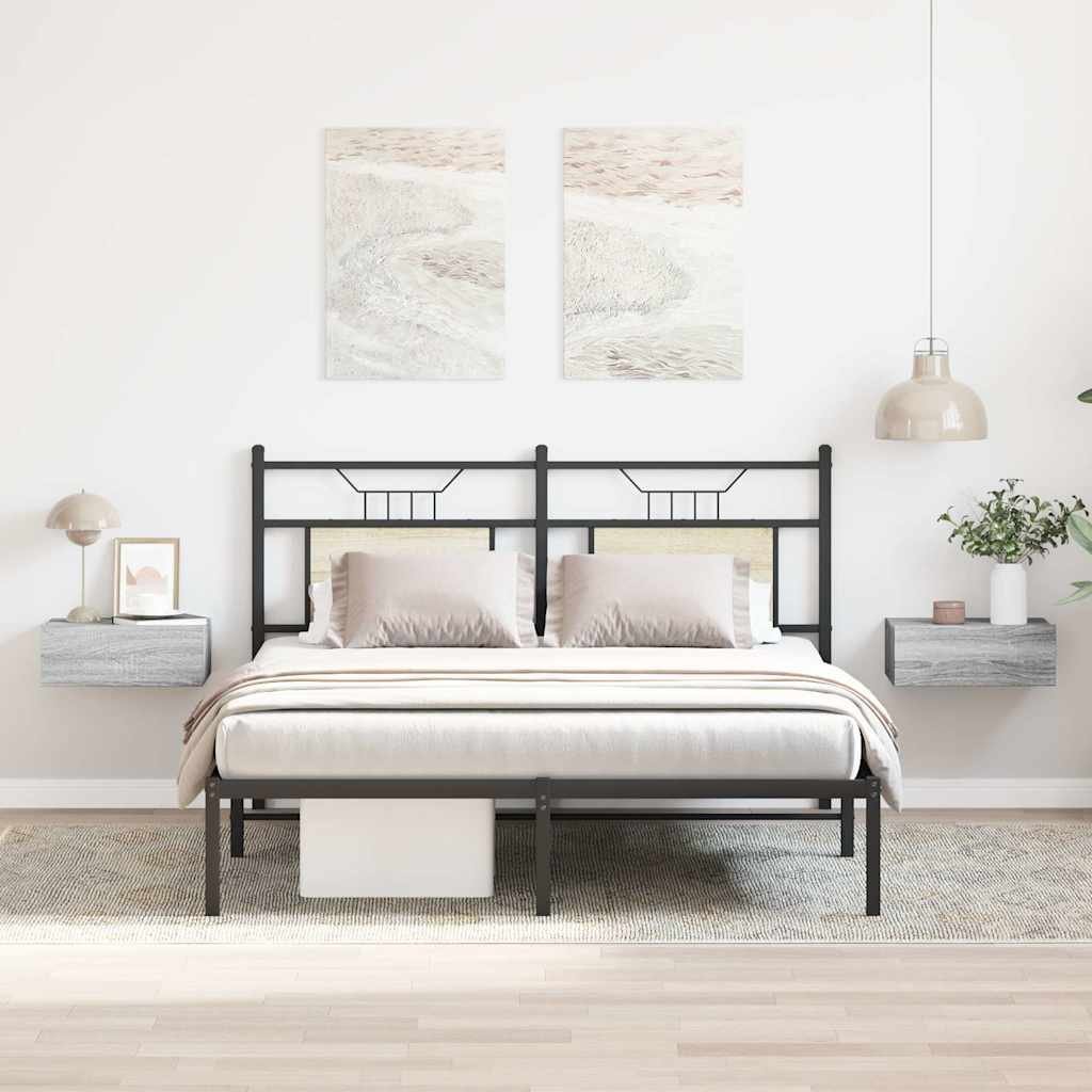 vidaXL Kelluvat yöpöydät 2 kpl harmaa Sonoma 40x30x15 cm tekninen puu